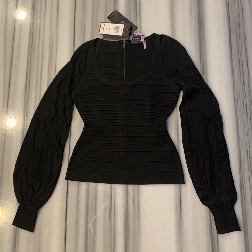 HERVE LEGER Long Sleeve Top, XS, NWT